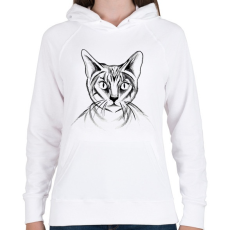 PRINTFASHION Rajzolt macska - Női kapucnis pulóver - Fehér