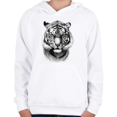 PRINTFASHION Rajzolt tigris  - Gyerek kapucnis pulóver - Fehér