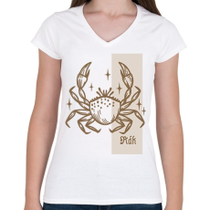 PRINTFASHION Rák horoszkóp - Női V-nyakú póló - Fehér