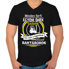 PRINTFASHION Raktáros a legjobb - Férfi V-nyakú póló - Fekete
