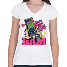 PRINTFASHION Rambo RAM - Női V-nyakú póló - Fehér női póló