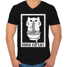 PRINTFASHION Ramen for life - Férfi V-nyakú póló - Fekete