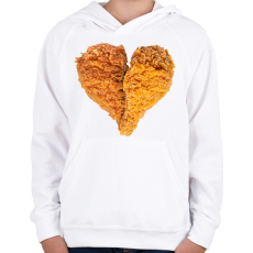 PRINTFASHION Rántott csirkecomb szív - Gyerek kapucnis pulóver - Fehér