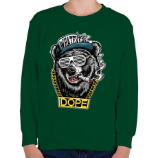 PRINTFASHION Rap medve - Gyerek pulóver - Sötétzöld
