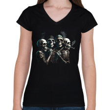 PRINTFASHION Rapper skulls - Női V-nyakú póló - Fekete női póló