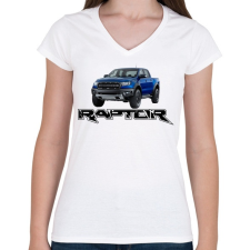 PRINTFASHION Raptor - Női V-nyakú póló - Fehér női póló