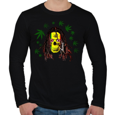 PRINTFASHION rasta skull - Férfi hosszú ujjú póló - Fekete férfi póló