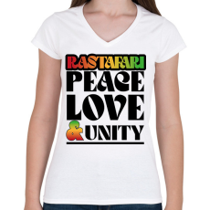 PRINTFASHION Rastafari - Női V-nyakú póló - Fehér