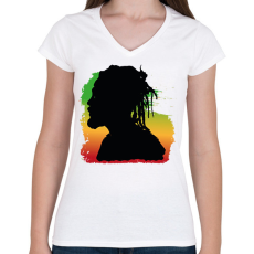 PRINTFASHION Rastafari - Női V-nyakú póló - Fehér