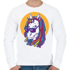 PRINTFASHION Rasztás ló - Férfi pulóver - Fehér férfi pulóver, kardigán