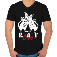PRINTFASHION Rat love - Férfi V-nyakú póló - Fekete