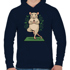 PRINTFASHION Rat yoga - Férfi kapucnis pulóver - Sötétkék