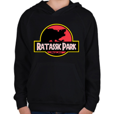 PRINTFASHION Ratassic Park - Gyerek kapucnis pulóver - Fekete gyerek pulóver, kardigán