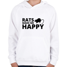 PRINTFASHION Rats make me happy - Gyerek kapucnis pulóver - Fehér gyerek pulóver, kardigán