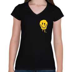 PRINTFASHION Rave Smile - Női V-nyakú póló - Fekete