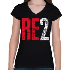 PRINTFASHION RE 2 - Női V-nyakú póló - Fekete