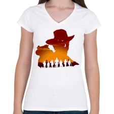 PRINTFASHION Read Dead Redemption - Női V-nyakú póló - Fehér női póló