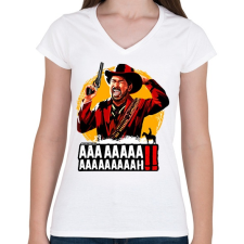 PRINTFASHION Read Dead Redemption - Női V-nyakú póló - Fehér női póló