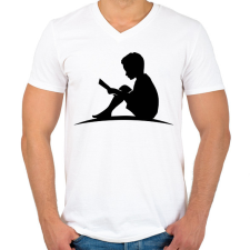 PRINTFASHION reading - Férfi V-nyakú póló - Fehér férfi póló