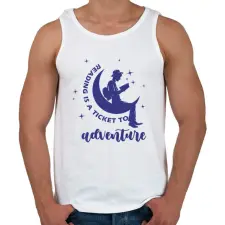 PRINTFASHION Reading is a ticket to adventure - Férfi atléta - Fehér atléta, trikó