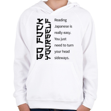 PRINTFASHION Reading Japanese is really easy  - Gyerek kapucnis pulóver - Fehér