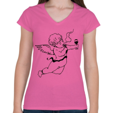 PRINTFASHION Real Cupido - Női V-nyakú póló - Rózsaszín női póló