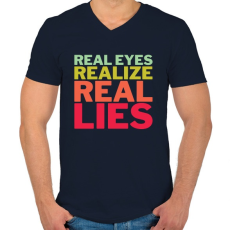 PRINTFASHION Real Eyes Realize Real Lies - Férfi V-nyakú póló - Sötétkék