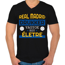 PRINTFASHION Real Madrid drukker - Férfi V-nyakú póló - Fekete férfi póló