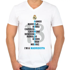 PRINTFASHION Real madrid - Férfi V-nyakú póló - Fehér férfi póló