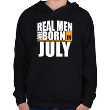 PRINTFASHION Real Men are Born In July - Gyerek kapucnis pulóver - Fekete gyerek pulóver, kardigán