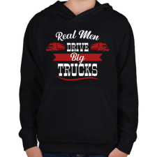 PRINTFASHION Real men drive - Gyerek kapucnis pulóver - Fekete gyerek pulóver, kardigán