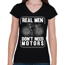 PRINTFASHION Real men - Női V-nyakú póló - Fekete