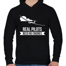 PRINTFASHION Real pilots - Férfi kapucnis pulóver - Fekete