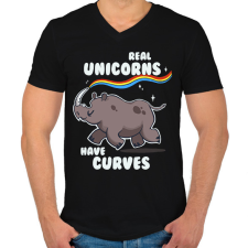 PRINTFASHION Real Unicorns - Férfi V-nyakú póló - Fekete férfi póló