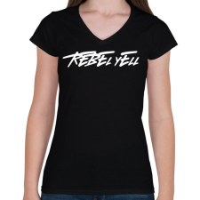 PRINTFASHION REBEL YELL - Női V-nyakú póló - Fekete női póló