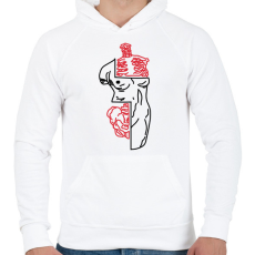 PRINTFASHION red&black 5 - Férfi kapucnis pulóver - Fehér