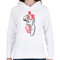 PRINTFASHION red&black 5 - Női kapucnis pulóver - Fehér