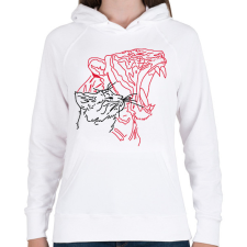 PRINTFASHION red&black 6 - Női kapucnis pulóver - Fehér női pulóver, kardigán