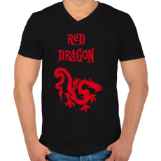 PRINTFASHION red dragon2 - Férfi V-nyakú póló - Fekete