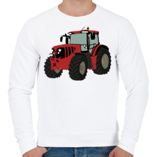 PRINTFASHION Red traktor - Férfi pulóver - Fehér férfi pulóver, kardigán