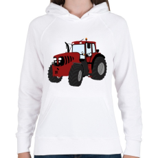 PRINTFASHION Red traktor - Női kapucnis pulóver - Fehér
