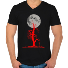 PRINTFASHION red tree and moon - Férfi V-nyakú póló - Fekete férfi póló
