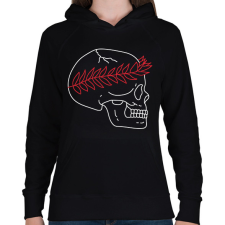 PRINTFASHION red&white 4 - Női kapucnis pulóver - Fekete női pulóver, kardigán