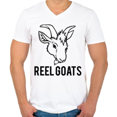 PRINTFASHION Reel Goats - Férfi V-nyakú póló - Fehér