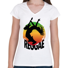 PRINTFASHION Reggae gitáros - Női V-nyakú póló - Fehér