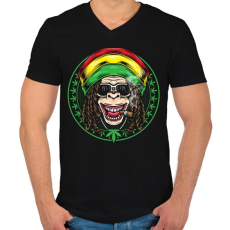 PRINTFASHION Reggae majom - Férfi V-nyakú póló - Fekete