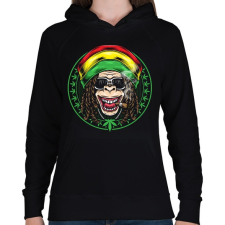 PRINTFASHION Reggae majom - Női kapucnis pulóver - Fekete női pulóver, kardigán
