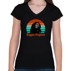 PRINTFASHION Reggae Original - Női V-nyakú póló - Fekete