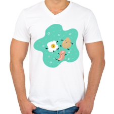 PRINTFASHION Reggeli barátok - Férfi V-nyakú póló - Fehér férfi póló