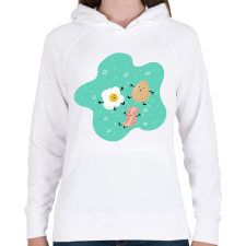 PRINTFASHION Reggeli barátok - Női kapucnis pulóver - Fehér női pulóver, kardigán